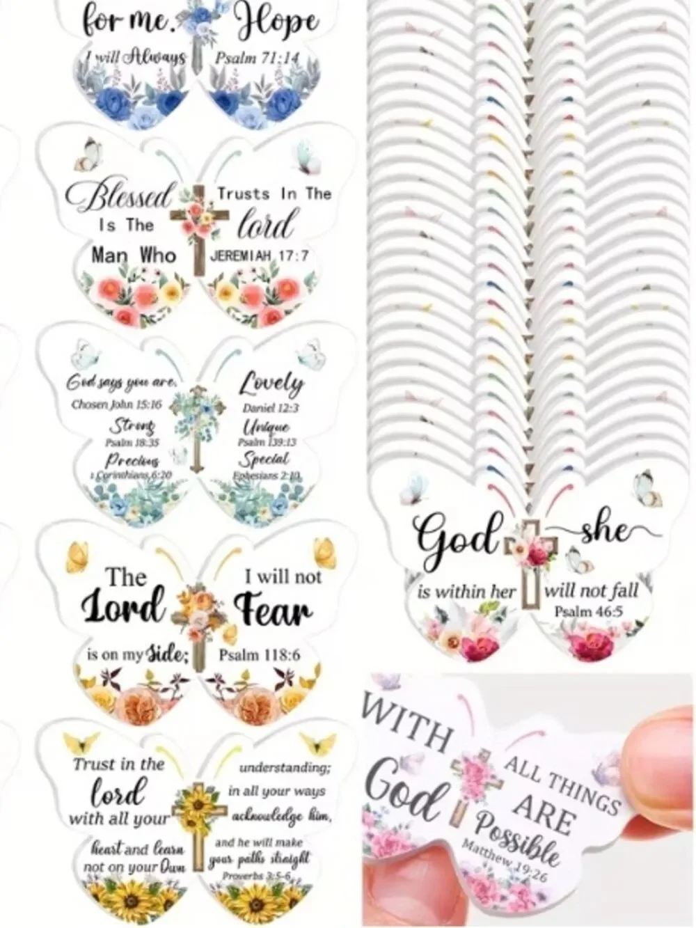 25 Pc Inspirational Scripture Mini Nail File Set Floral Christian Travel Files